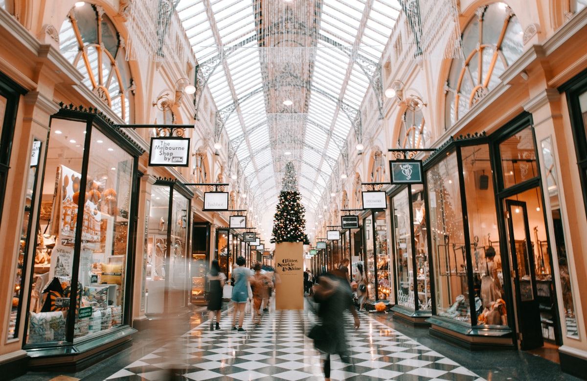 Light-filled retail shopping arcade